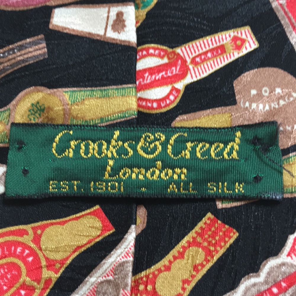 Men’s Cigar Label Neck Tie 100% Silk Vintage - Picture 4 of 4